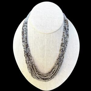 Ann Taylor LOFT Multi Strand Sparkle Twist Faceted Glass Charcoal Bead Necklace
